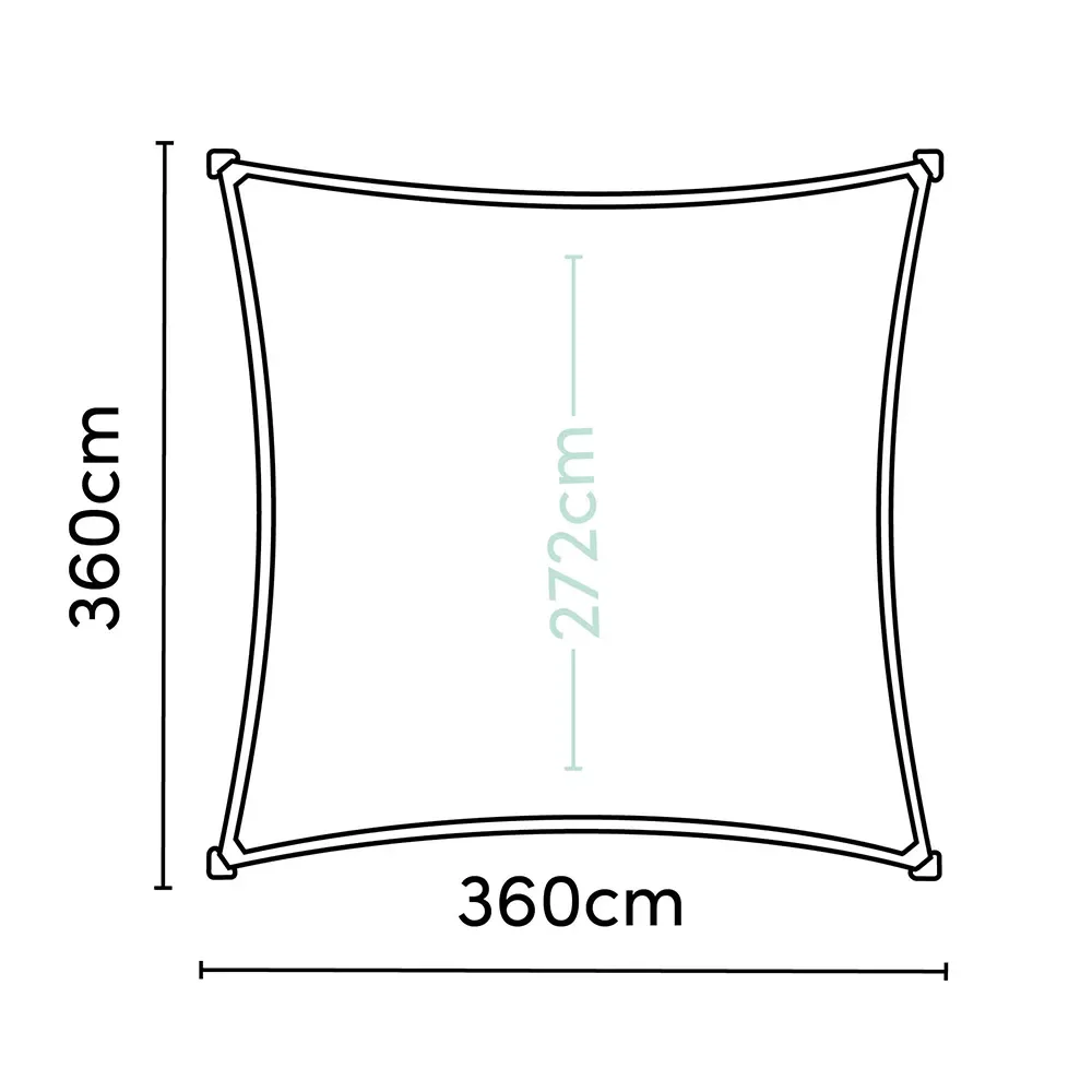 Coolfit solseil firkantet 360x360cm greige