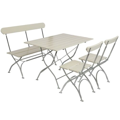 Bryggerigruppe bord og 2 stoler hvit Grythyttan Stålmöbler