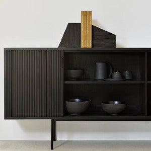  Grooves bokstøtte lakkert mørk brun mahogni- sett med 2 stk