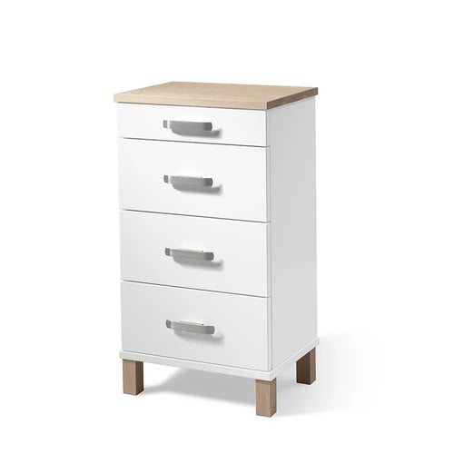 Nadja kommode H75 B40 Hvitlakkert/Hvitoljet eik/Grundstål