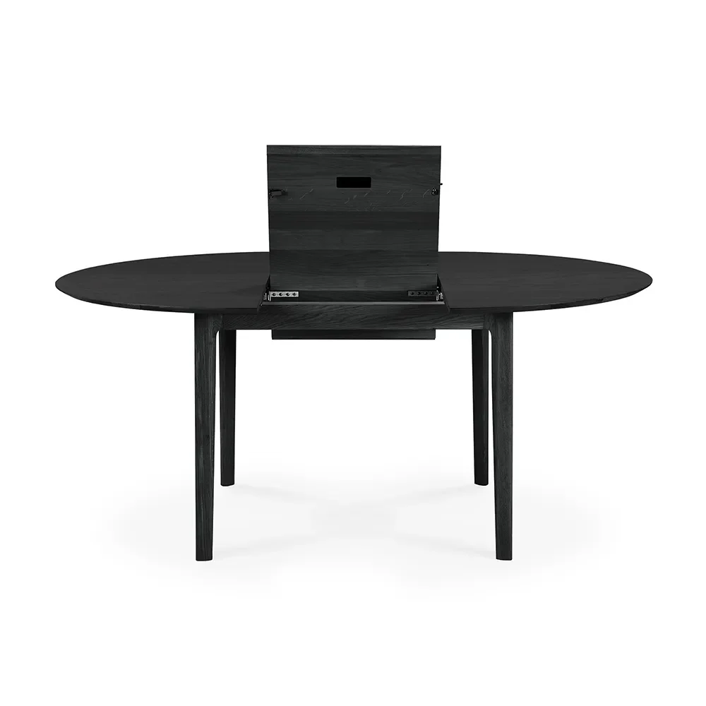 Bok Spisebord Ø129-179 Svartlakkert eik