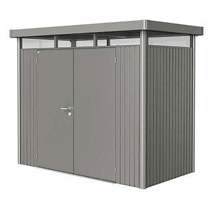 Highline hagebod med dobbel dør størrelse h1 metallic kvartsgrå Biohort