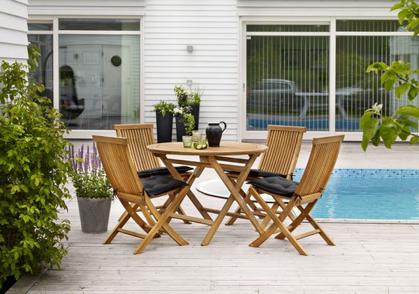 Turin klaffebord 80 cm teak Brafab