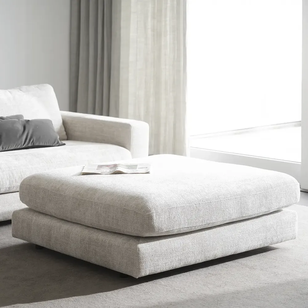 Duncan fotskammel stoff Robin lysegrå