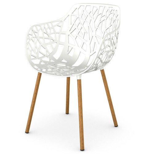 Forest Stol med armlener Iroko/White