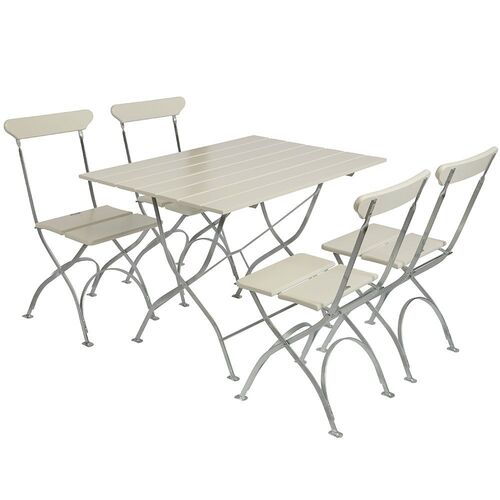 Bryggerigruppe bord og 4 stoler hvit Grythyttan Stålmöbler