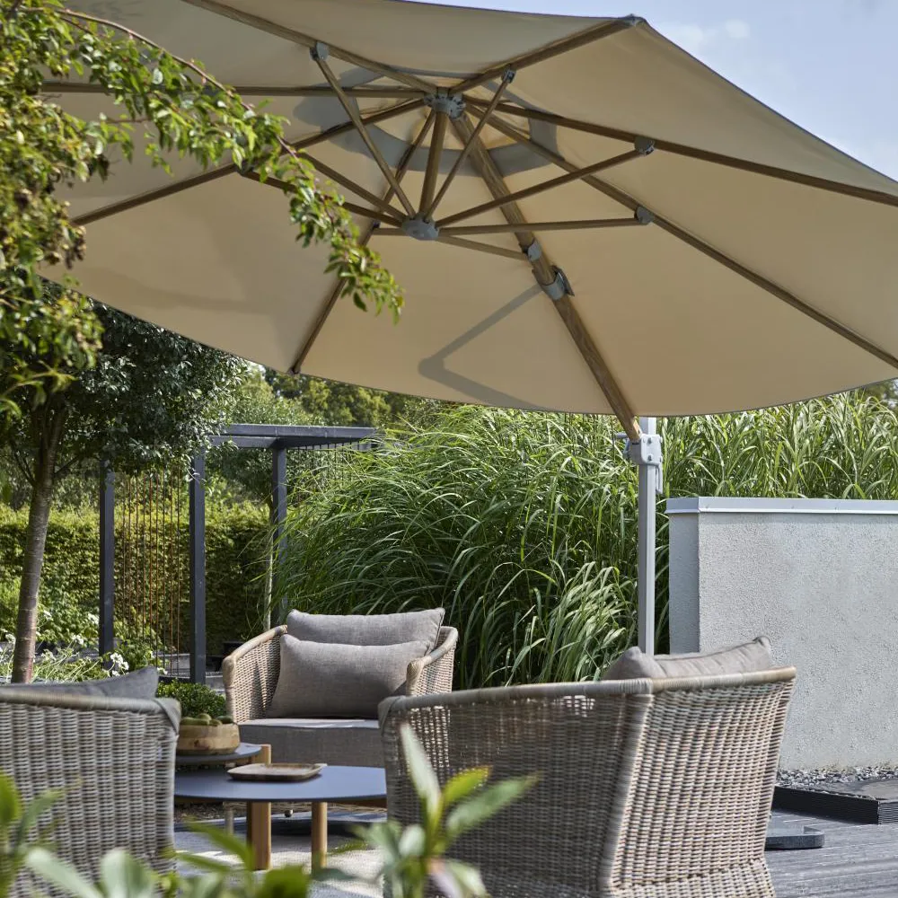Luzzi hengende parasoll Ø350 cm Light grey/khaki