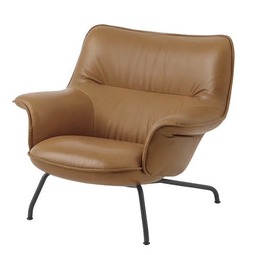 Doze Lounge Chair Low Back Tube Base - Refine Leather Cognac Anthracit