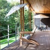 180 cm Balkon parasol hvid/teaktræ 