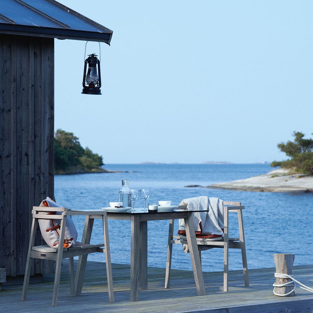 Oxnö spisebord 100 x 220–300 cm teak Skargaarden