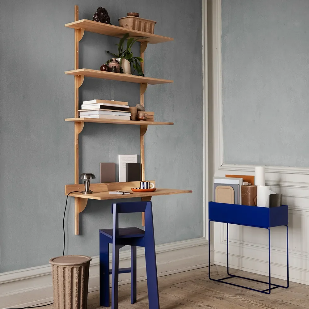 Sector Veggmontert skrivebord - Oak/Black Brass