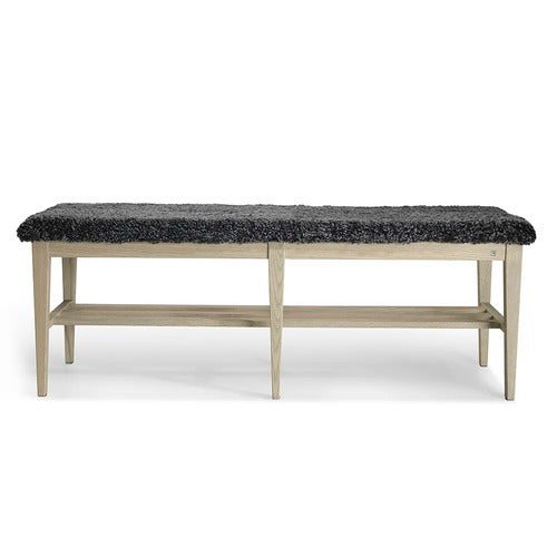 Nadja benk 130 cm Grå oljet ask/safeskinn mørkegrå