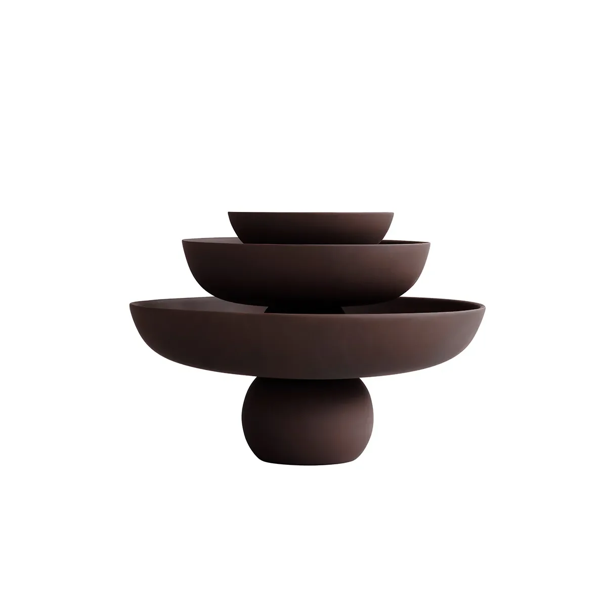 Håndmalt dekorasjonsskål Baburu Mini Chocolate Brown Ø 20 cm