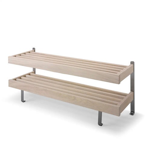 Nadja skohylle 100 cm Hvitoljet eik/slipte stålplater