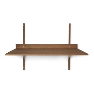 Sector Veggmontert skrivebord - Smoked Oak/Brass
