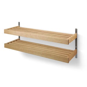 Nadja Skohylle 100 cm veggmontert i 2 nivåer Lakkert eik/slipt stål