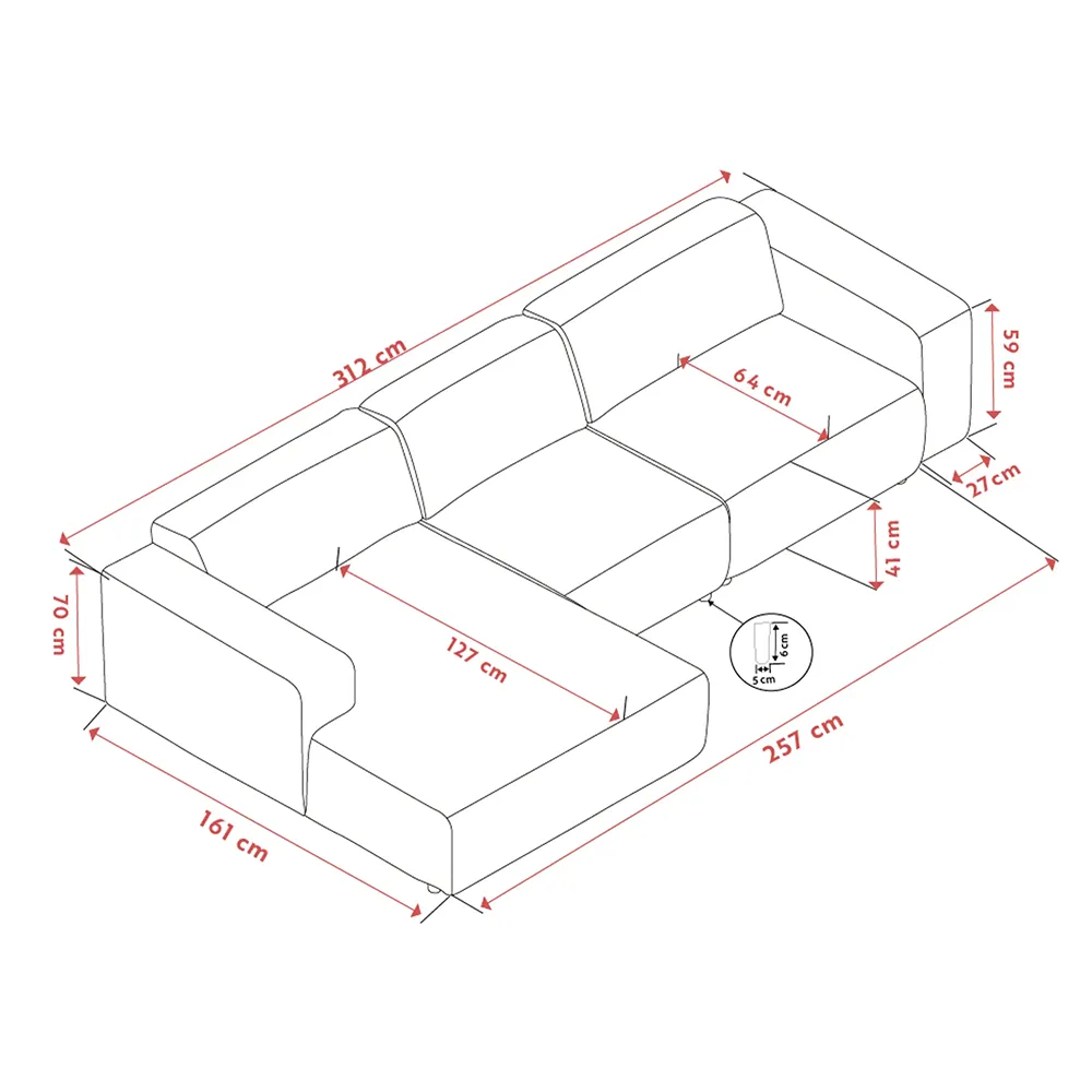 Willard sofa 4-seter sofa chaiselong venstre stoff Alice lys beige