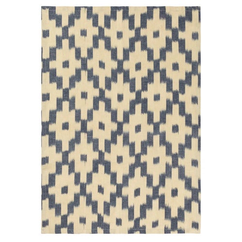 Ikat Kjøkkenhåndkle - Ink Blue/Off-white