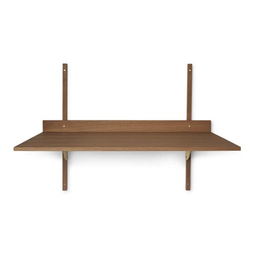 Sector Veggmontert skrivebord - Smoked Oak/Brass