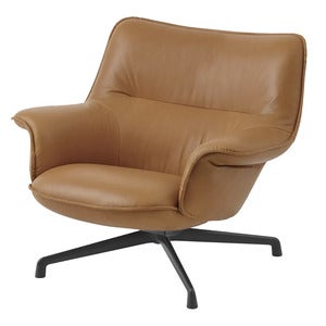 Doze Lounge Chair Low Back Swivel Base - Refine Leather Cognac Anthracit Black