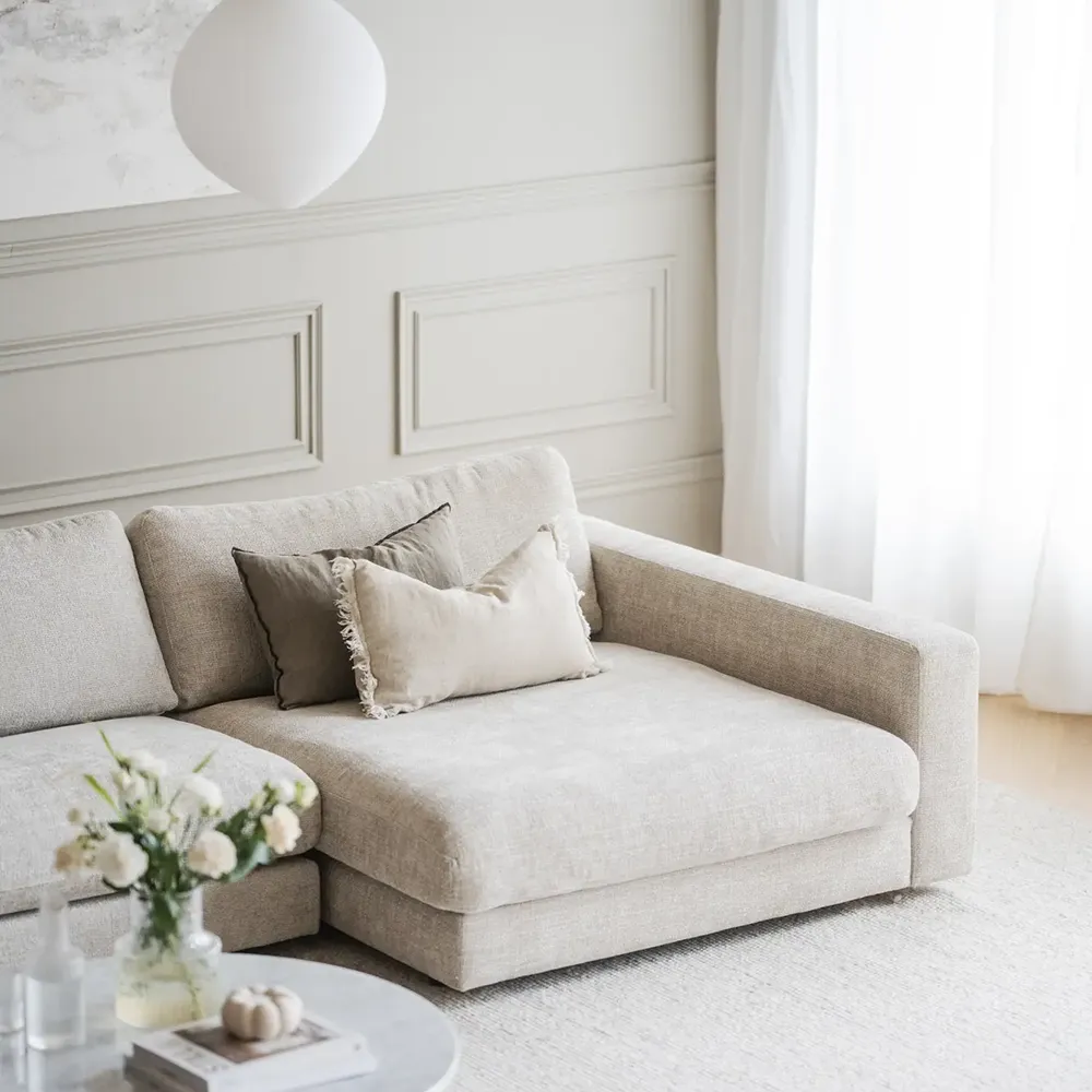 Duncan chaiselong høyre stoff Robin lysegrå