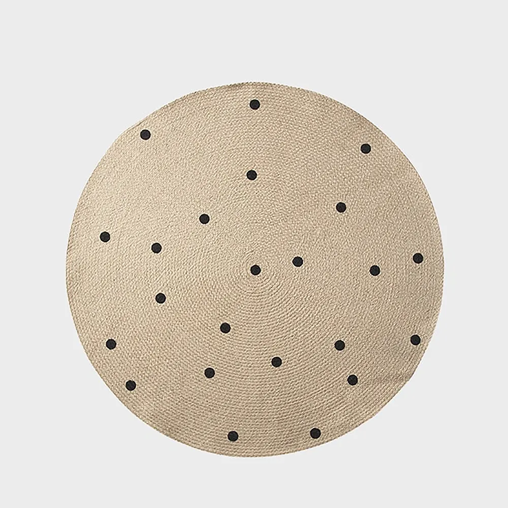 Rund Jutematte med Prikker Small