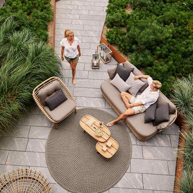 Loungesofa Basket Natural Artificial Wicker Incl Light Airtouch Putesett