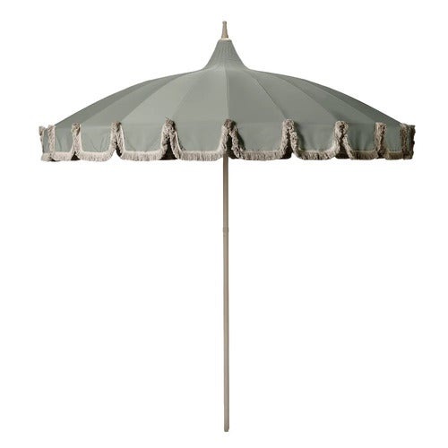 Parasol med frynser Ø240 cm Eucalyptus