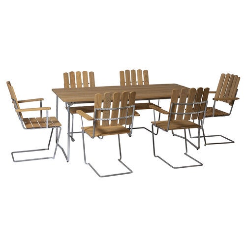 Spisegruppe B31 170 & A2 oljet eik Grythyttan Stålmöbler