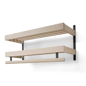 Nadja hattehylle 80 cm 2 nivåer Hvitoljet eik/mattsvart stål