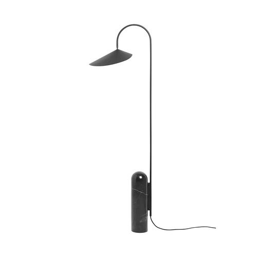 Justerbar Gulvlampe med Travertinfot Arum Black