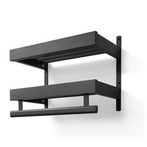 Nadja Hattehylle 50 cm 2 nivåer Svartbeiset eik/mattsvart stål