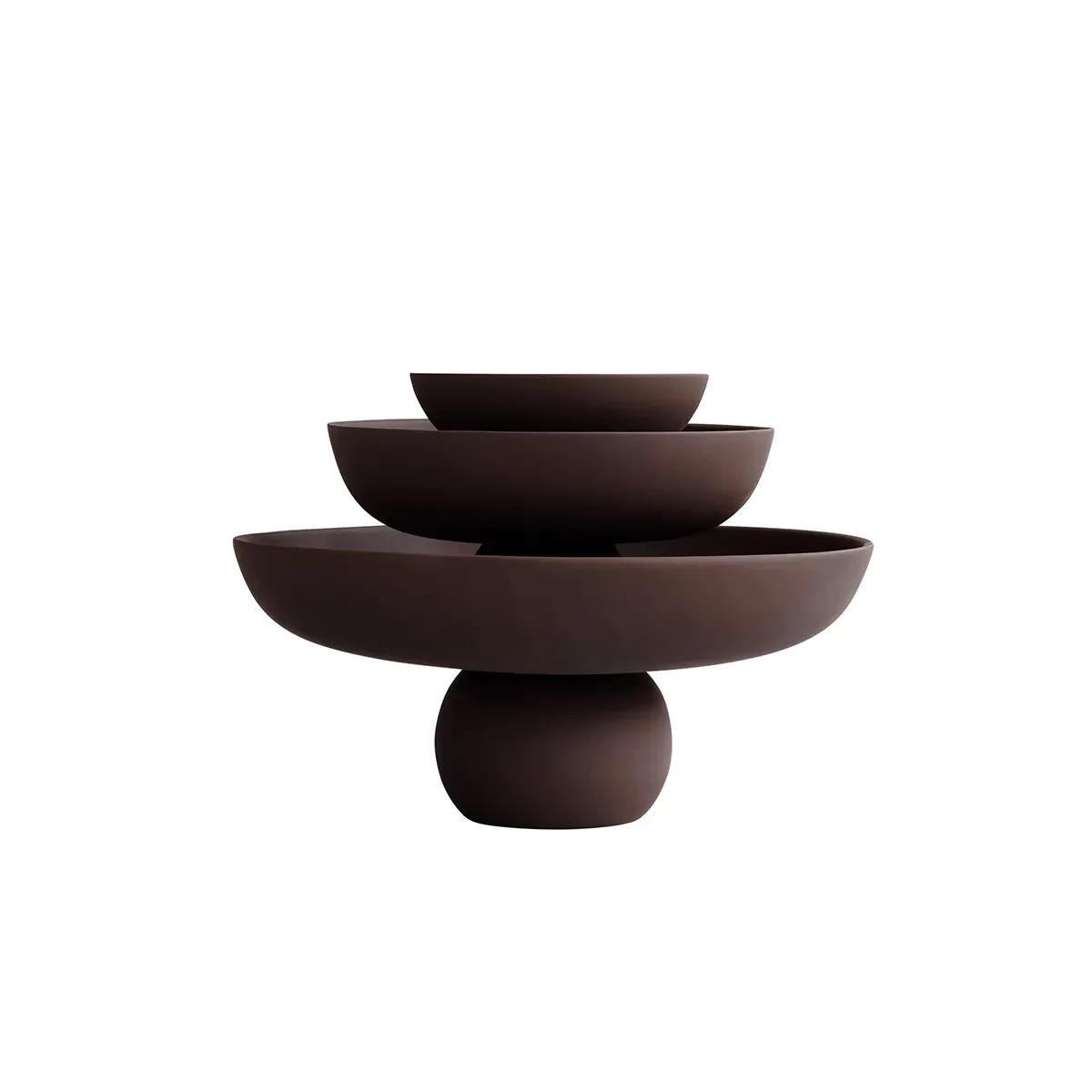 Håndmalt dekorasjonsskål Baburu Medio Chocolate Brown Ø 30 cm