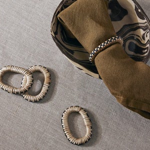 Weave Napkin Rings - Set of 4 - Natural/Black
