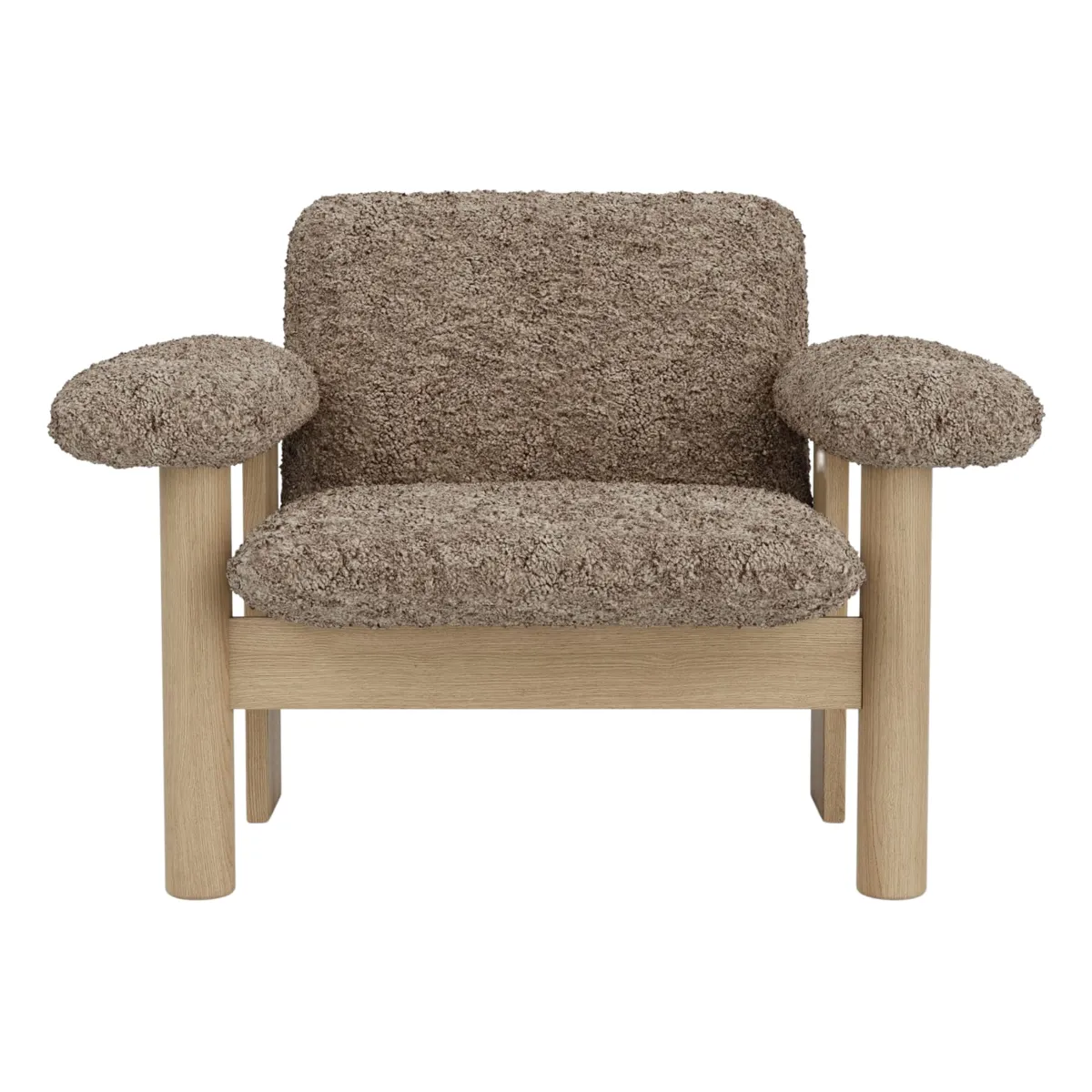 Brasilia loungestol helpolstret lav rygg firbent understell massiv eik natur, Sheepskin Nevotex Sahara