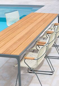 Fire spisebord 210x90 cm grå/bambus aluminium