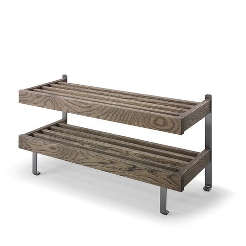 Nadja skohylle 80 cm røkt eik/grunnstål