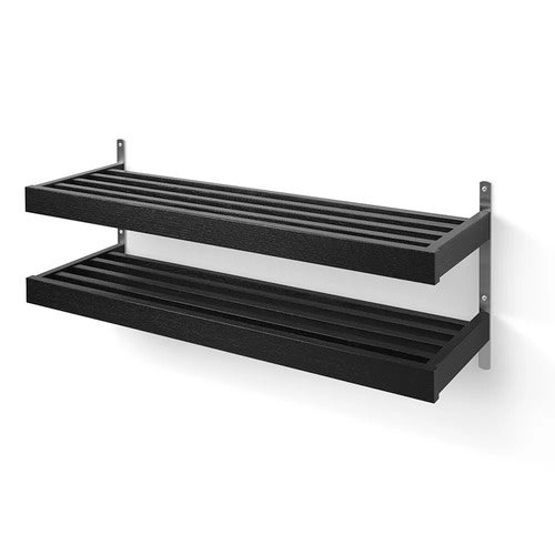Nadja Skohylle 100 cm veggmontert i 2 nivåer Svartbeiset eik/slipt stål 