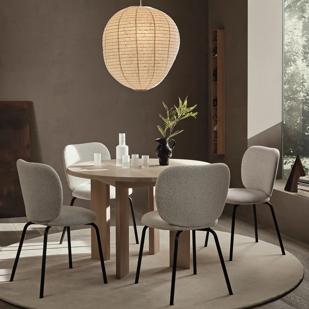 Rico Spisestol Black Soft Bouclé - Off-white/Sand