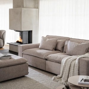 Rawlins fotpall tyg Bobby beige