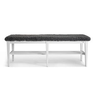 Nadja Bench 130 cm Hvitlakkert bjørk/safeskinn look Grå