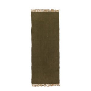 Blokkhåndvevd teppe – oliven/natur