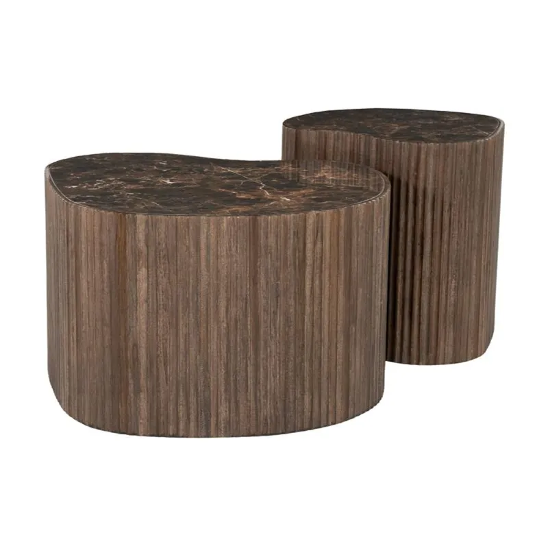 Nice (set of 2) 60x60x37 cm / 42x42x42 cm teak brun