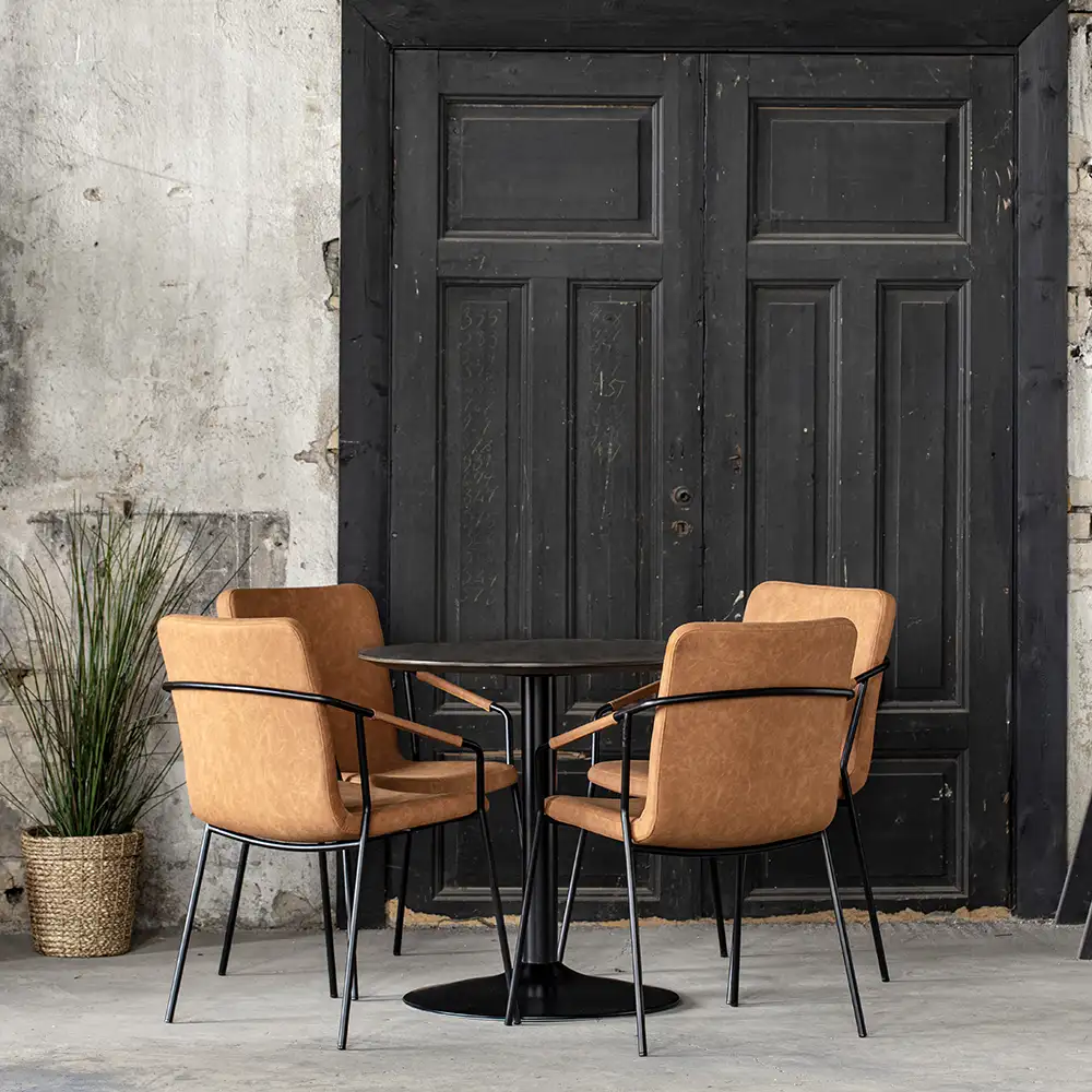 Miles Spisebord Trompetfot 80 cm svartbeiset asketre