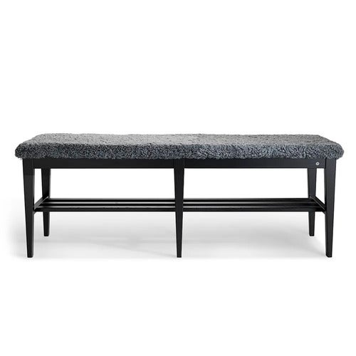 Nadja Bench 130 cm Svartbeiset ask/safeskinn Lys grå