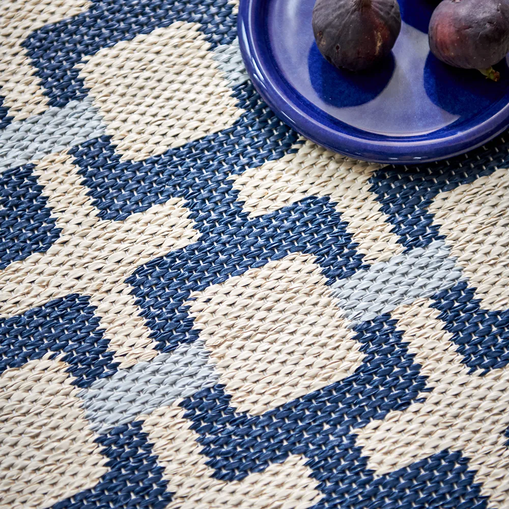 Tom teppe Ocean Blue/Cream/Blue Fog 70 x 240 cm