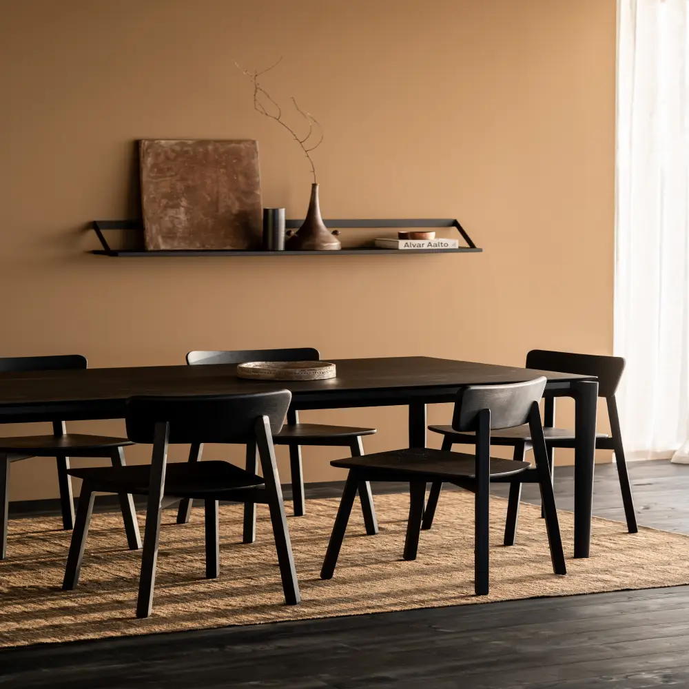 Ribbon hylle 140x20 cm sort eik/svart metall