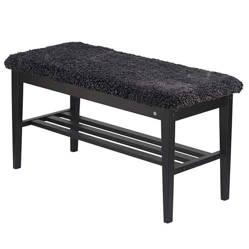 Nadja Bench Svartbeiset eik/safeskinn mørkegrå