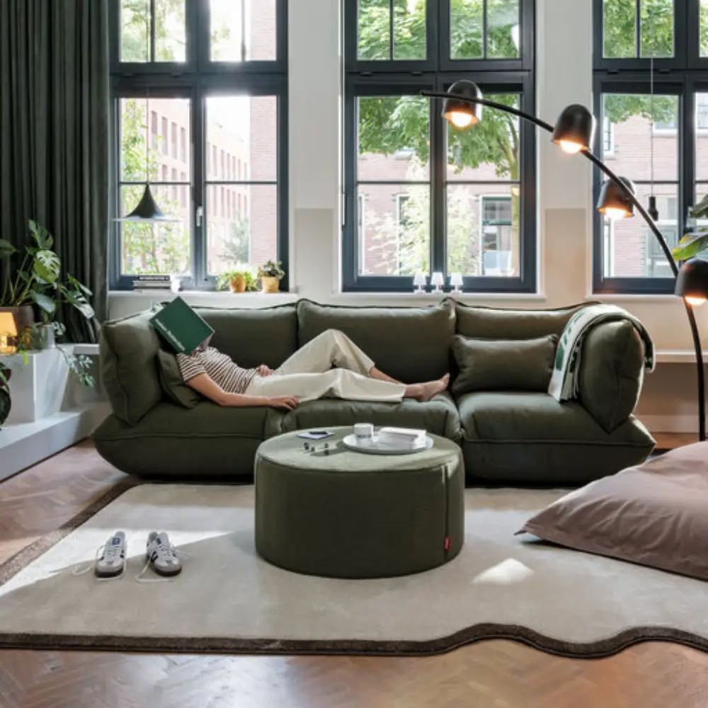 sumo fotskammel boucle recycled leaf green