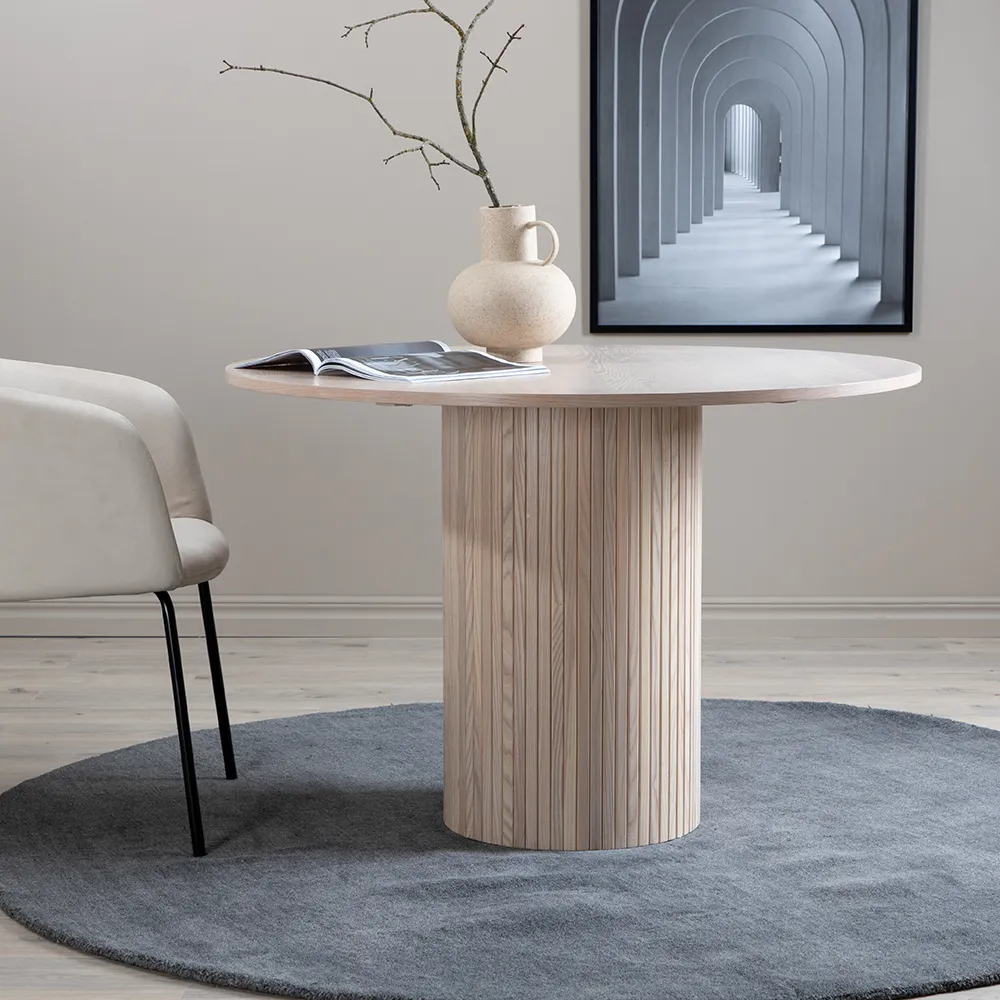 Bianca spisebord Ø110 White Wash 